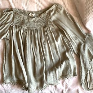 Green off the shoulder top
